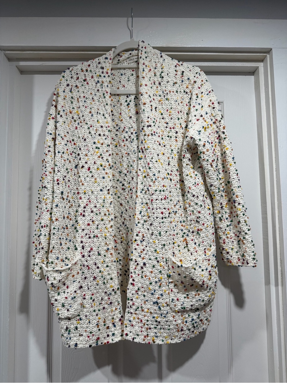 moon & madison Cream Speckled Multicolor Knit Cardigan